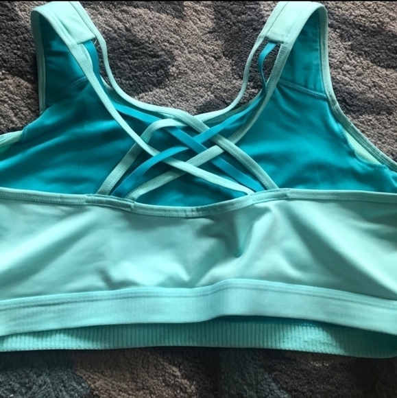 Avia Teal Sports Bra Criss Cross Straps Strappy Size Small S Athletic Athleisure - Picture 2 of 4